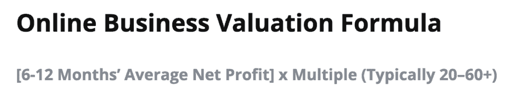 Business valuation formula