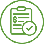 A green round icon depicting the online service marketplaces as a list of profitable listings for sellers